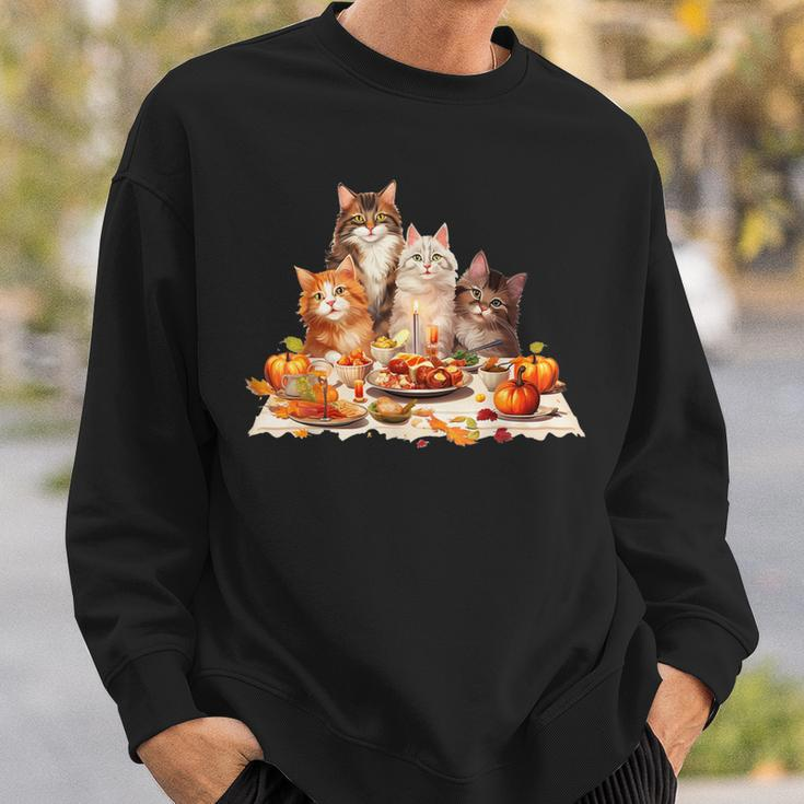 Cute Cat Lover Celebrating Thanksgiving Autumn Dinner Sweatshirt Gifts for Him
