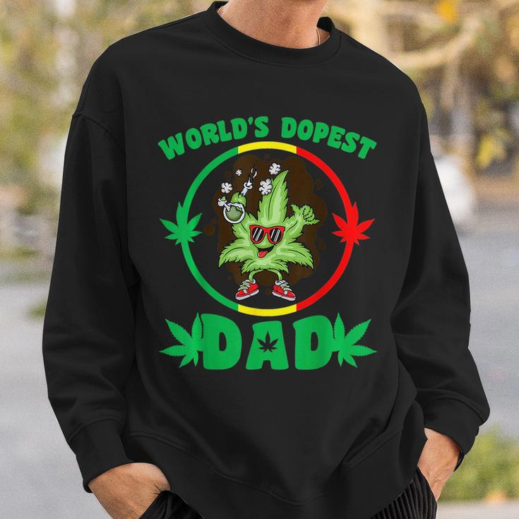 Funny Fathers Day Worlds Dopest Dad Cannabis Marijuana Weed Sweatshirt Gifts for Him
