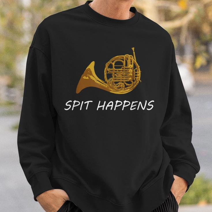 French Horn Spit Happens Band Sayings Sweatshirt Gifts for Him