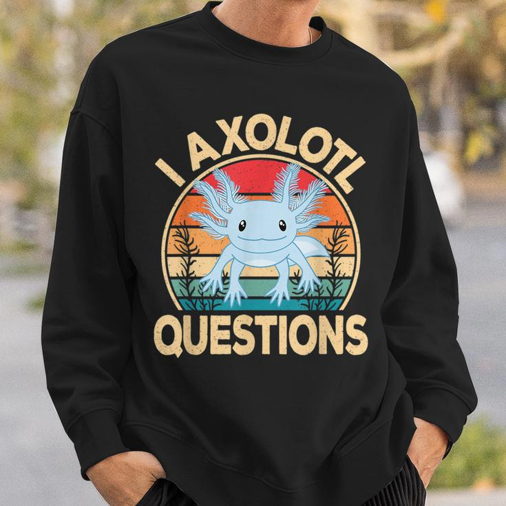 Funny I Axolotl Questions Cute Kawaii Blue Axolotl Retro Sweatshirt Gifts for Him