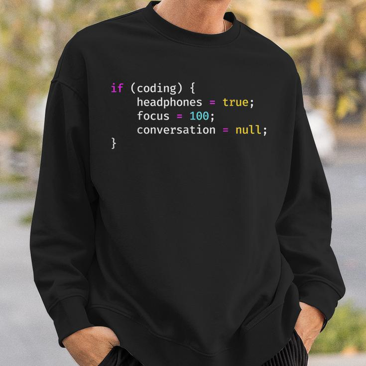 Funny Joke Programming If Coding Headphones Focus Sweatshirt Gifts for Him