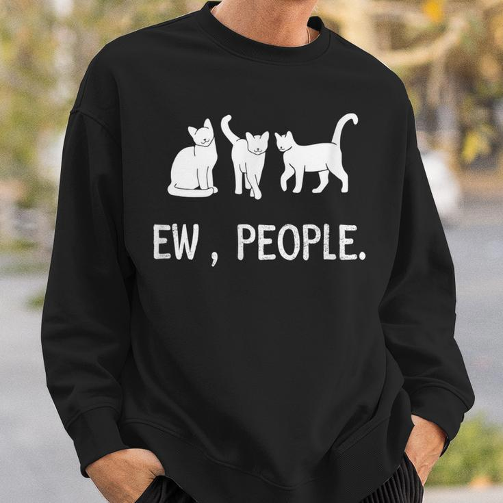 Funny Meow Kitty Black Cat Funny Ew People Meowy Cat Lovers Sweatshirt Gifts for Him