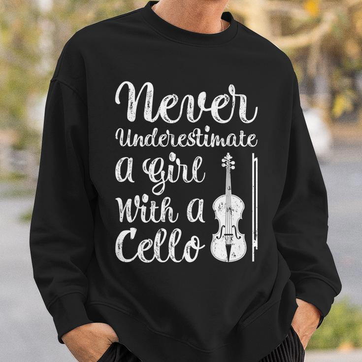 Funny Never Underestimate A Girl And Her Cello Sweatshirt Gifts for Him