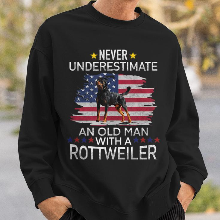 Funny Never Underestimate An Old Man With A Rottweiler Sweatshirt Gifts for Him