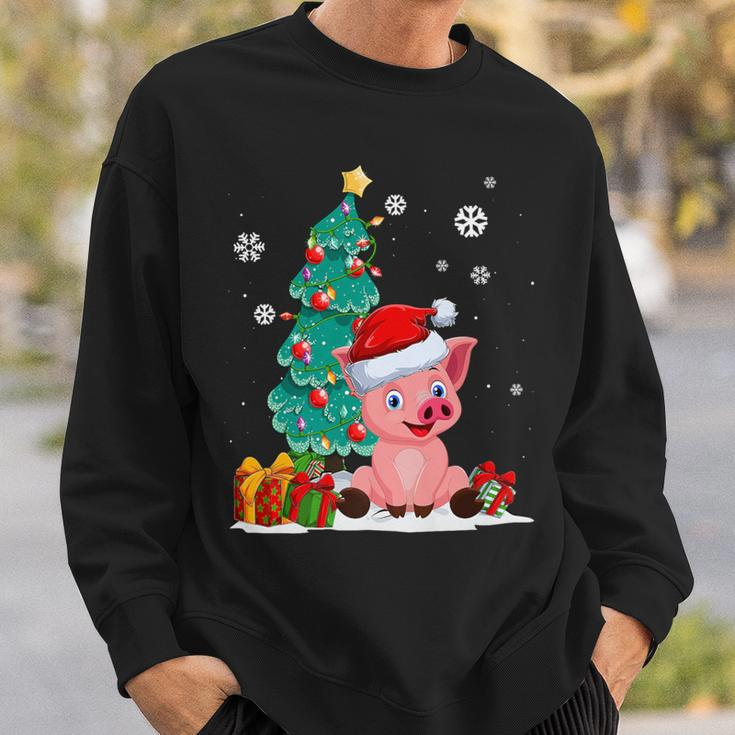 Pig Lovers Cute Pig Santa Hat Ugly Christmas Sweater Sweatshirt Gifts for Him