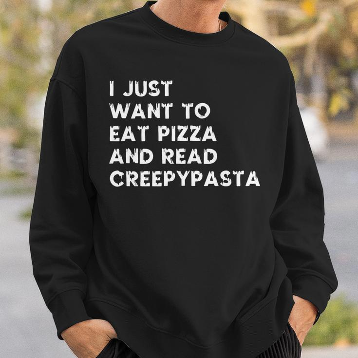 Funny Pizza Lovers Scary Creepypasta Stories Readers Sweatshirt Gifts for Him