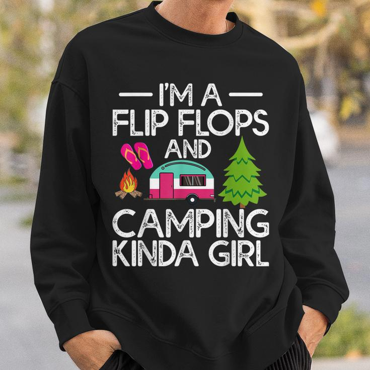 Funny Rv Camper Im A Flip Flops And Camping Kinda Girl Sweatshirt Gifts for Him
