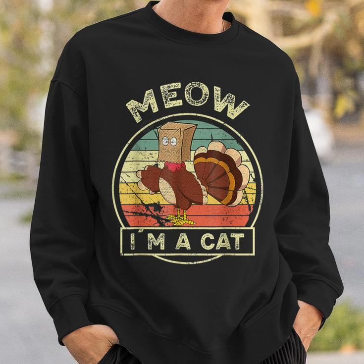 Thanksgiving Day Fake Cat Turkey Meow Autumn Family Sweatshirt Gifts for Him