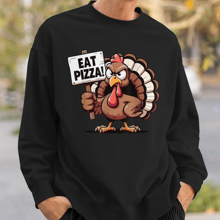 Turkey Eat Pizza Pizza Lovers Thanksgiving Humor Sweatshirt Gifts for Him