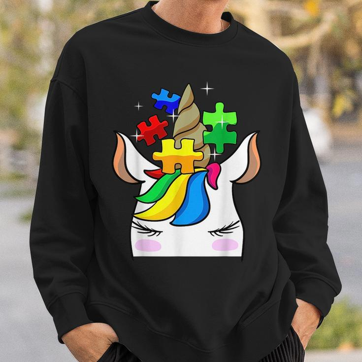 Funny Unicorn Autism Awareness Puzzle Pieces Gift Girls Kids Unicorn Funny Gifts Sweatshirt Gifts for Him