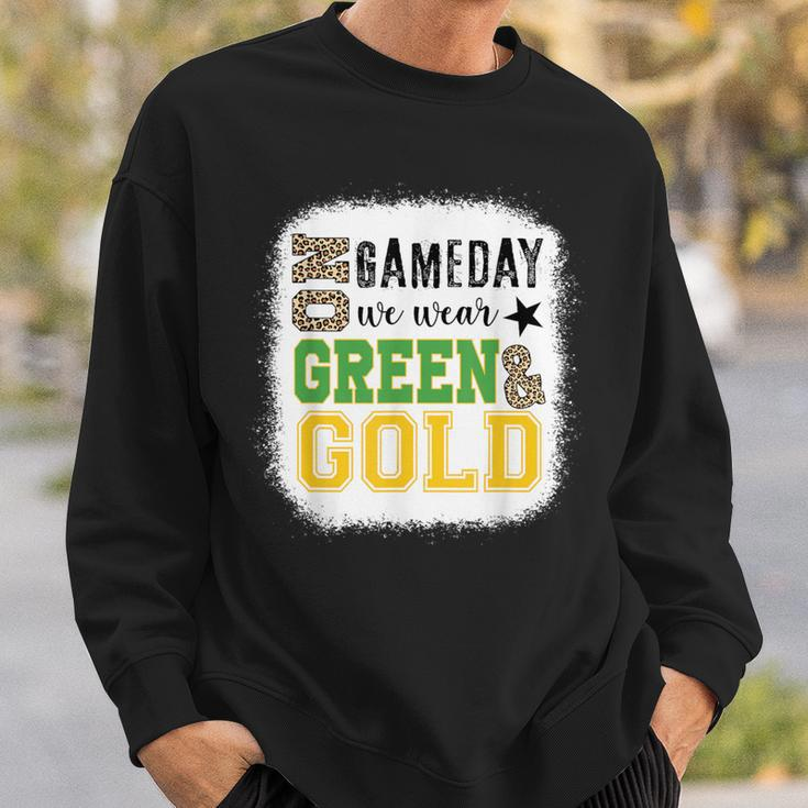 On Gameday Football We Wear Green And Gold Leopard Print Sweatshirt Gifts for Him
