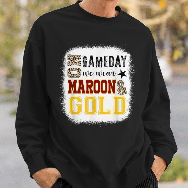 On Gameday Football We Wear Maroon And Gold Leopard Print Sweatshirt Gifts for Him