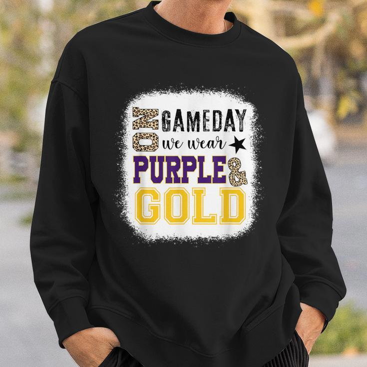 On Gameday Football We Wear Purple And Gold Leopard Print Sweatshirt Gifts for Him