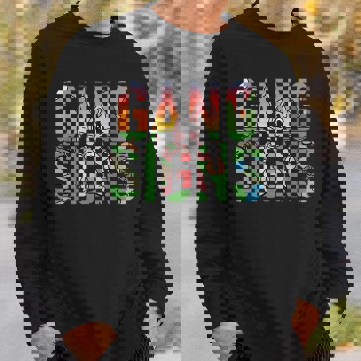 Gang Signs Sweatshirt Gifts for Him Gang Signs Sweatshirt Gifts for Him