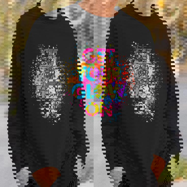 Get Your Glow On Party 80S 90S Retro Colors Glow Squad Party Sweatshirt Gifts for Him