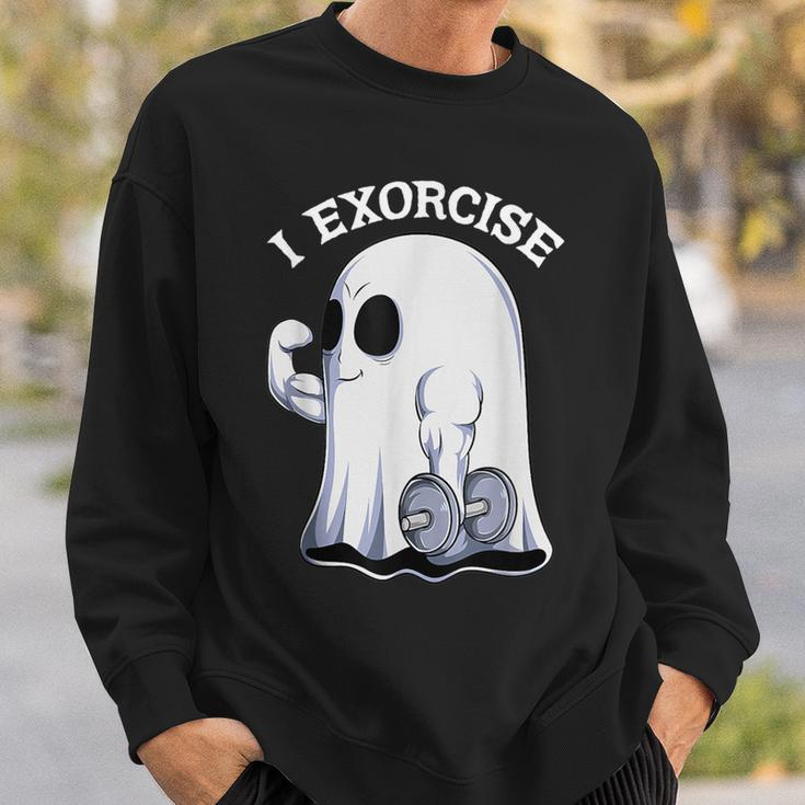 Ghost I Exorcise Gym Exercise Workout Spooky Halloween Sweatshirt Gifts for Him