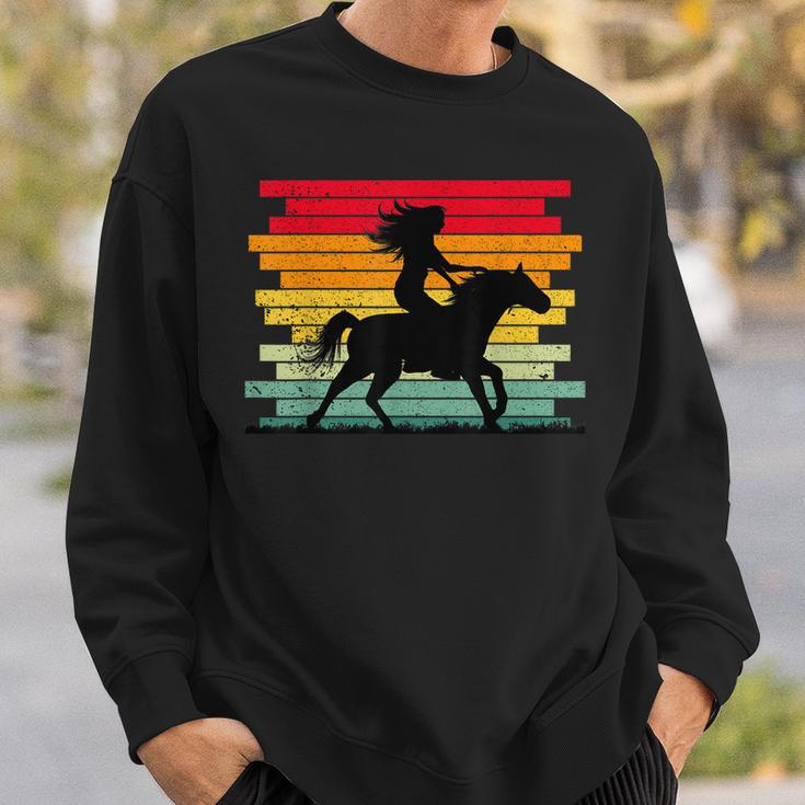 Girl Horse Riding Vintage Cowgirl Dressage Texas Ranch Retro Sweatshirt Gifts for Him