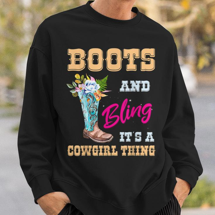 Girls Boots Bling Its A Cowgirl Thing Cute Cowgirl W Flower Sweatshirt Gifts for Him