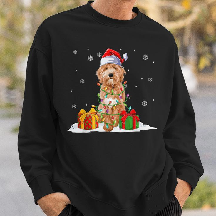 Goldendoodle Santa Christmas Tree Lights Xmas Pajama Dogs Sweatshirt Gifts for Him