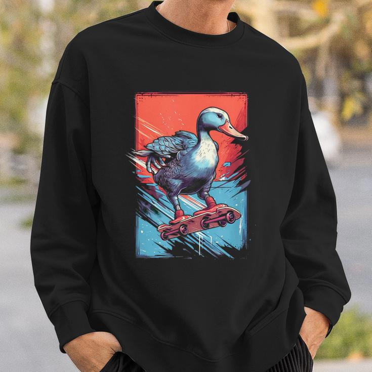Goose Riding Skateboard Skateboarder Geese Skateboarding Sweatshirt Gifts for Him