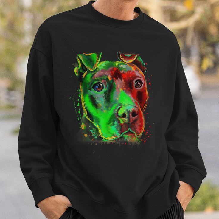 Green Color Pitbull Innocent Face Sweatshirt Gifts for Him
