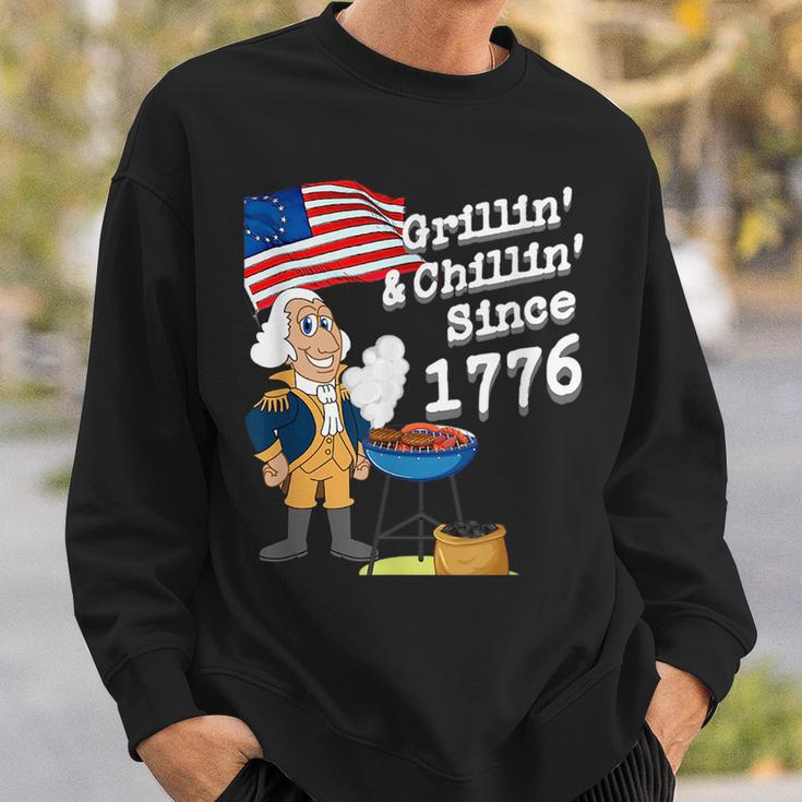 Grillin & Chillin Since 1776 4Th Of July Sweatshirt Gifts for Him