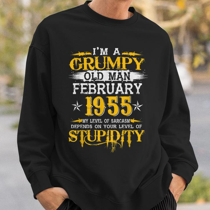 Grumpy Old Man Born In February 1955 65Th Birthday Sweatshirt Gifts for Him