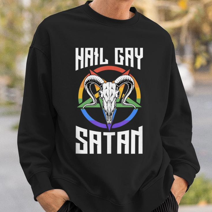 Hail Gay Satan Lgbtq Pride Satanist Pentagram Sweatshirt Gifts for Him