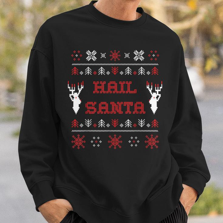 Hail Santa Heavy Metal Xmas Ugly Holiday Sweater Sweatshirt Gifts for Him
