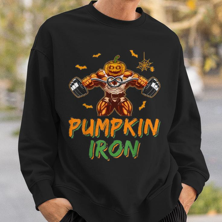 Halloween Gym Workout Pumpkin Iron Motivation For Sweatshirt Gifts for Him