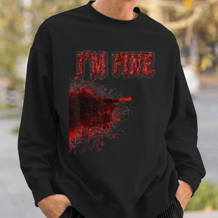 Halloween Horror Blood Stain Wound & Blood Injury I'm Fine Halloween Sweatshirt Gifts for Him