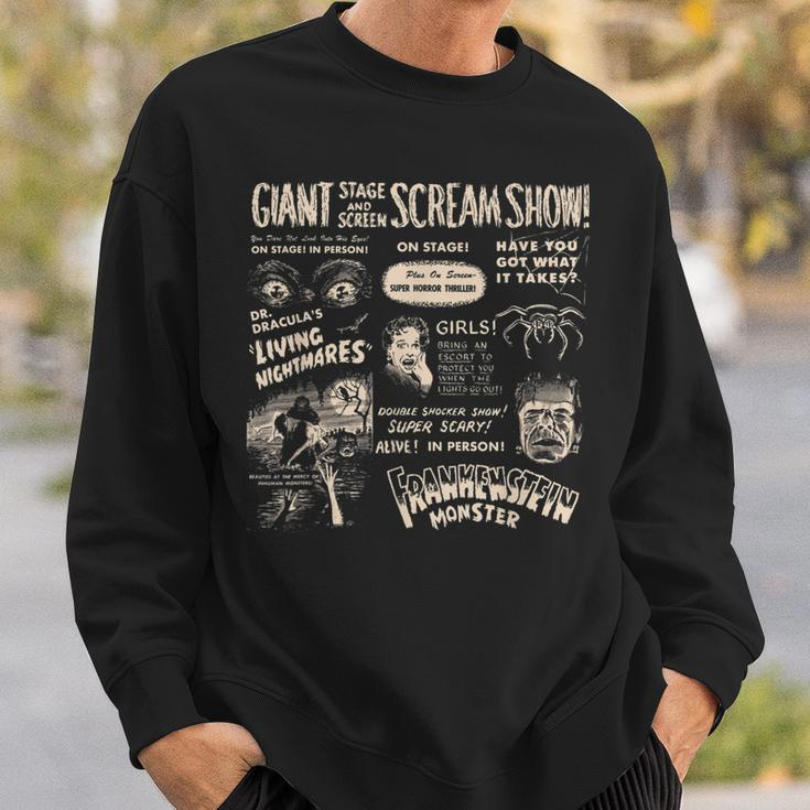 Halloween Horror Movie Scream Show Frankenstein And Dracula Halloween Sweatshirt Gifts for Him