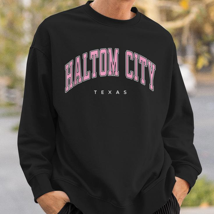 Haltom City Texas Tx Varsity Style Pink Text Sweatshirt Gifts for Him