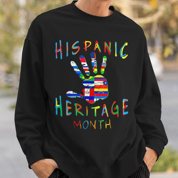Hand National Hispanic Heritage Month All Countries Flag Sweatshirt Gifts for Him