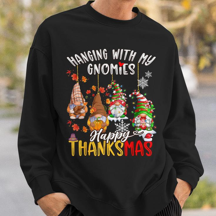 Hanging With My Gnomies Happy Thanksmas Thanksgiving Xmas Sweatshirt Gifts for Him