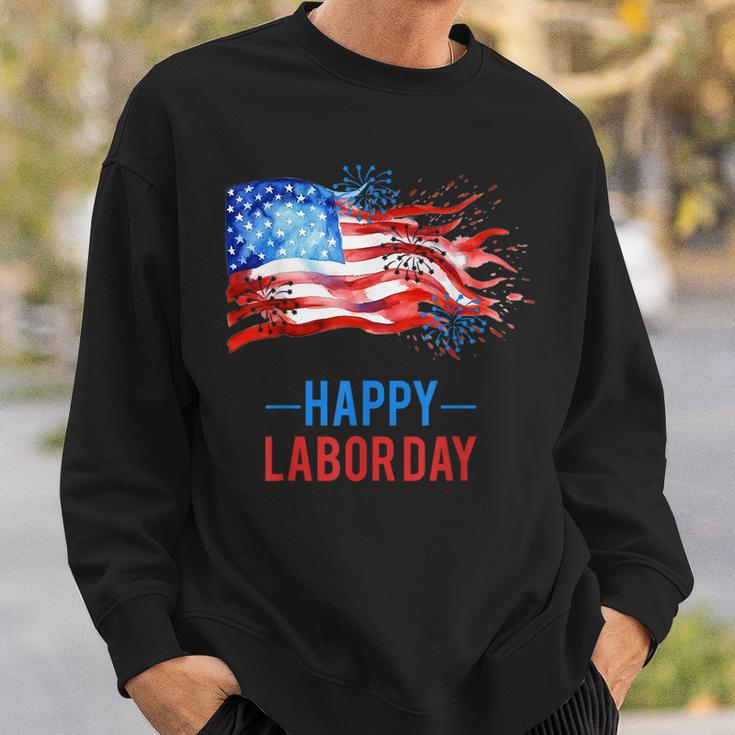 Happy Labor Day Fireworks And American Flag Labor Patriotic Sweatshirt Gifts for Him