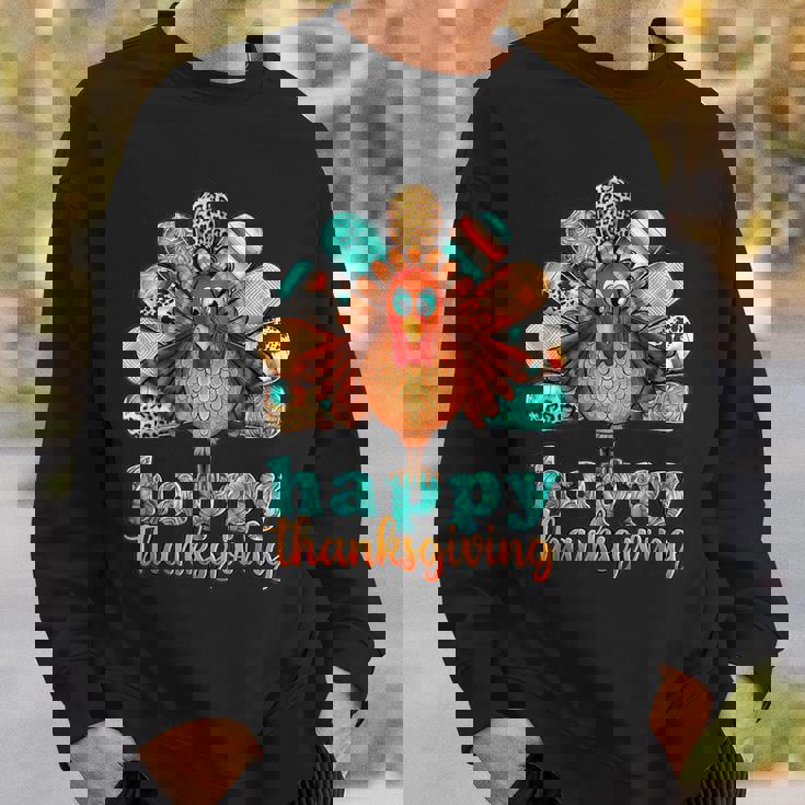 Happy Thanksgiving Turkey Day Leopard Holiday Sweatshirt Gifts for Him