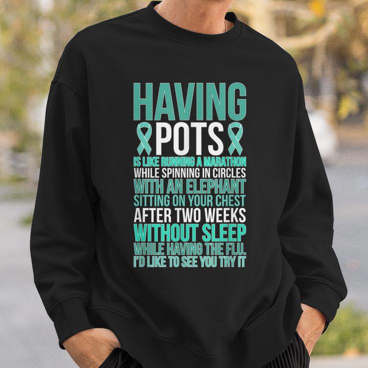 Having Pots Warrior Pots Awareness Day Pots Fighter Sweatshirt Gifts for Him