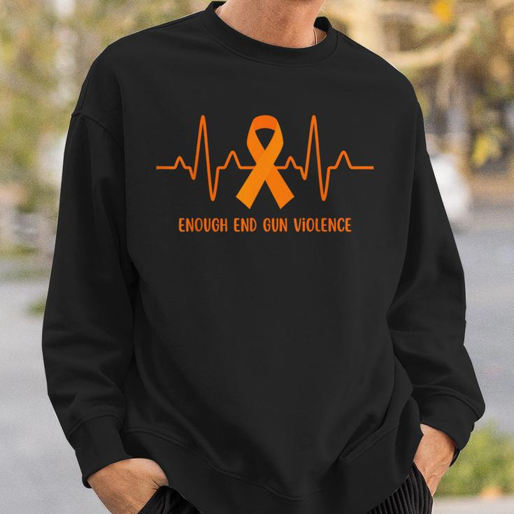 Heartbeat Enough End Gun Violence Awareness Orange Ribbon Sweatshirt Gifts for Him