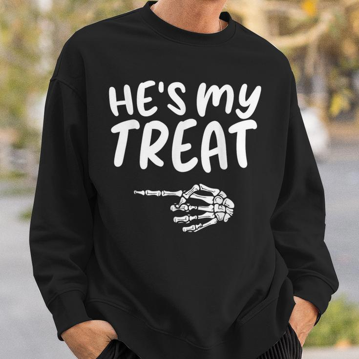 Hes My Treat Skeleton Matching Couple Halloween Costume Hers Sweatshirt Gifts for Him