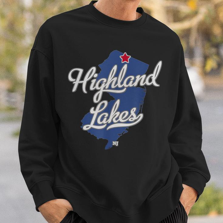 Highland Lakes New Jersey Nj Map Sweatshirt Gifts for Him
