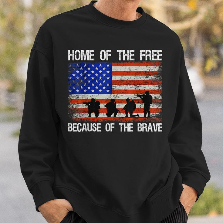 Home Of The Free Because Of The Brave Veteran American Flag Sweatshirt Gifts for Him