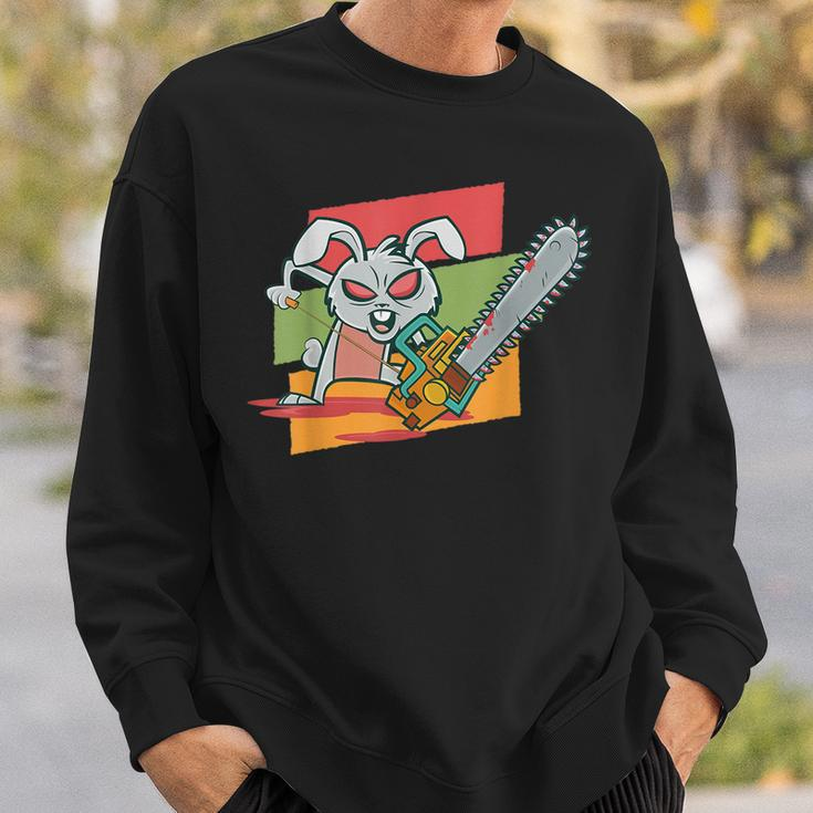 Horror Lover Creepy Chainsaw Bunny Creepy Sweatshirt Gifts for Him