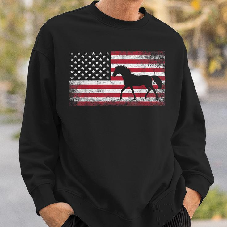 Horse Riding Cowboy Cowgirl 4Th Of July American Flag Usa Sweatshirt Gifts for Him