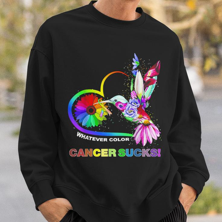 Hummingbird Whatever Color Cancer Sucks Fight Cancer Ribbons Sweatshirt Gifts for Him