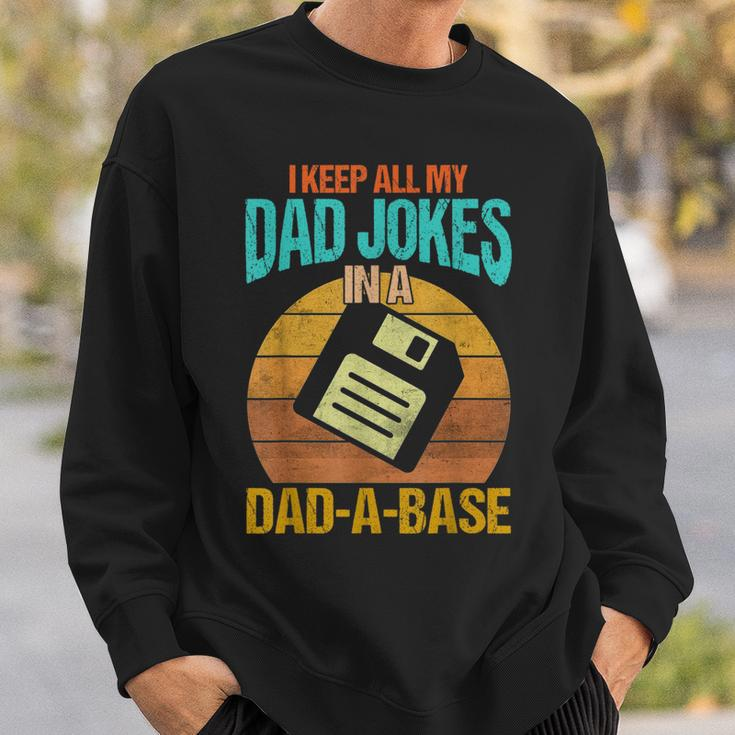 I Keep All My Dad Jokes In A Dad-A-Base Vintage Fathers Day Sweatshirt Gifts for Him
