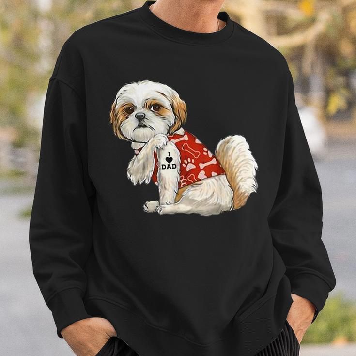 I Love Dad Tattoo Shih Tzu Dad Funny Fathers Day Gift Sweatshirt Gifts for Him