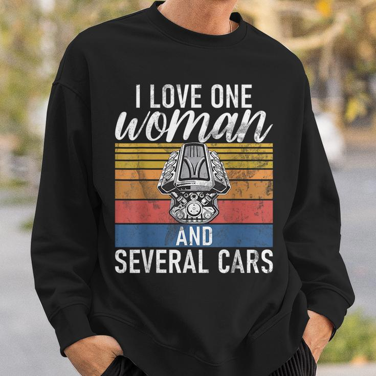I Love One Woman And Several Cars Muscle Car Cars Funny Gifts Sweatshirt Gifts for Him