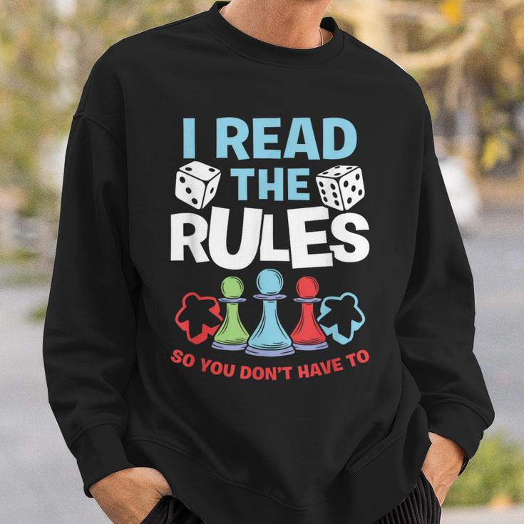 I Read The Rules Board Dice Chess Board Gaming Board Gamers Sweatshirt Gifts for Him