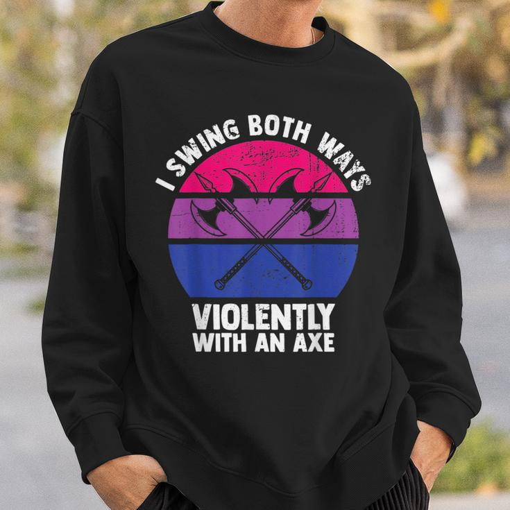 I Swing Both Ways With An Axe Bisexual Lgbt Pride Retro Sweatshirt Gifts for Him